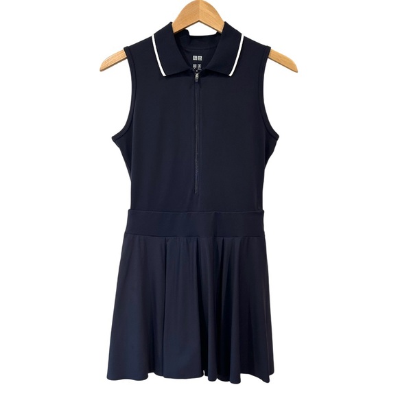 Uniqlo Dresses & Skirts - Uniqlo AIRism Soft Polo Dress sleeveless M navy shorts golf pickleball NWT